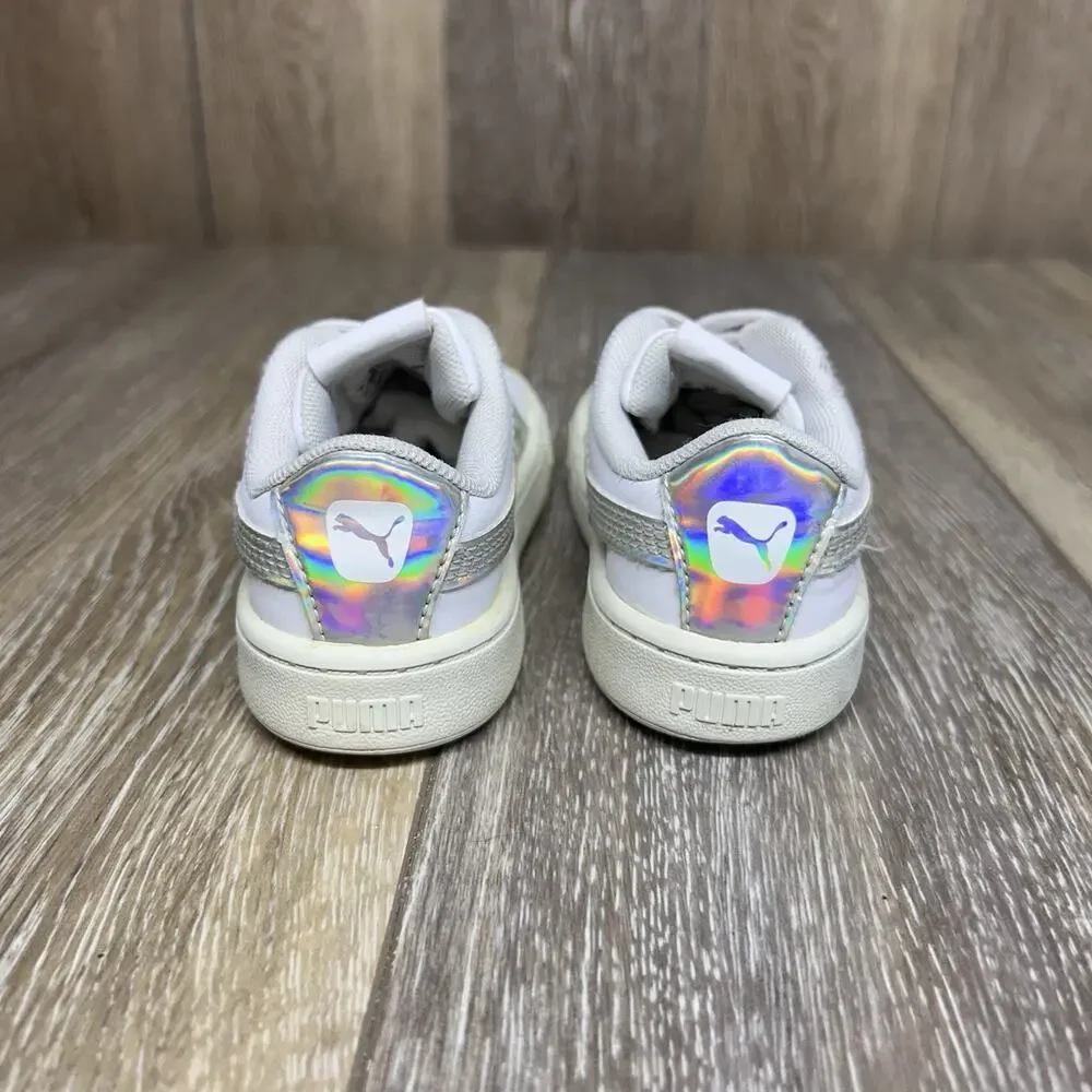 Puma Infant Youth Size 9C Classic White Silver Leather 381499-01 Sneaker Shoes